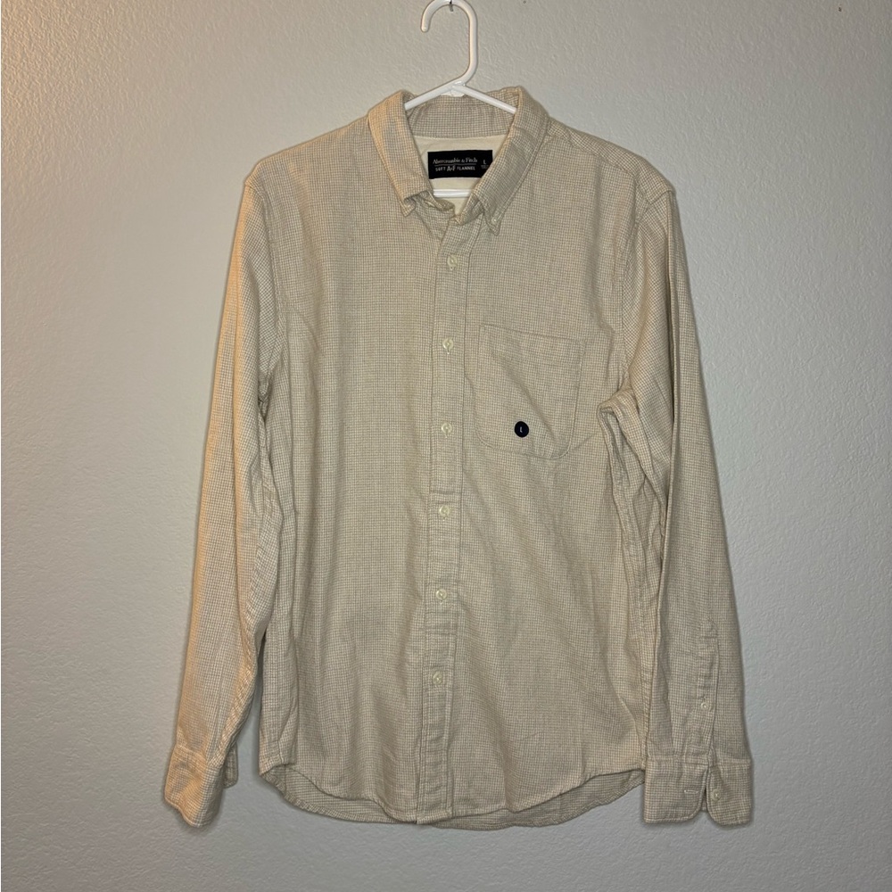 Abercrombie & Fitch Tan Casual Button Down Shirt Relaxed Fit